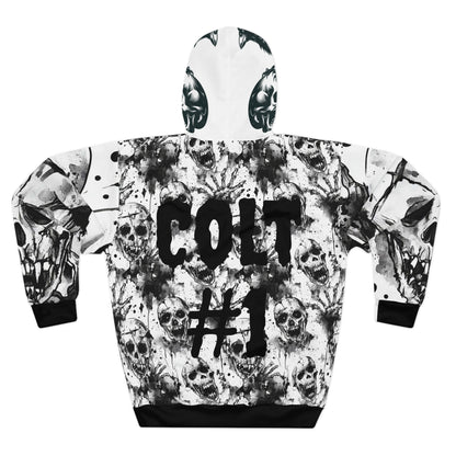 Skull Hoodie - Gothic Black and White Unisex Pullover with Personalization