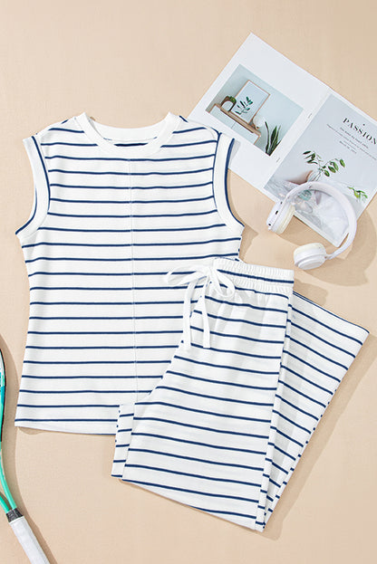 Sail Blue Casual Wide Leg 2pcs Pants Set