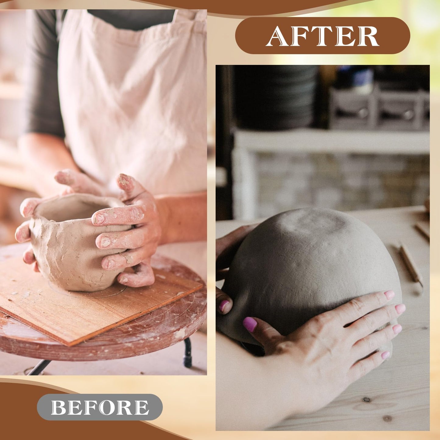 Doublefill 4 Pack Pottery Molds 3.5'' 4.5'' 5.5'' 6.5'' Thickness 2.5'' Plaster Molds Wood Pottery Tools with Handle for Ceramic Top Forms DIY Bowls Plate Dish Slump Press Art Making
