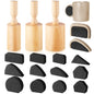 Juexica 3 Pcs Cup Pottery Molds 3.1'', 3.4'', 3.7'' Plaster Molds with 12 Pcs Mug Handle Forms Pottery Shaping Tool Wood Slump Press Mold 3 Sizes Clay Molds for DIY Pottery Cup Mug Art Making