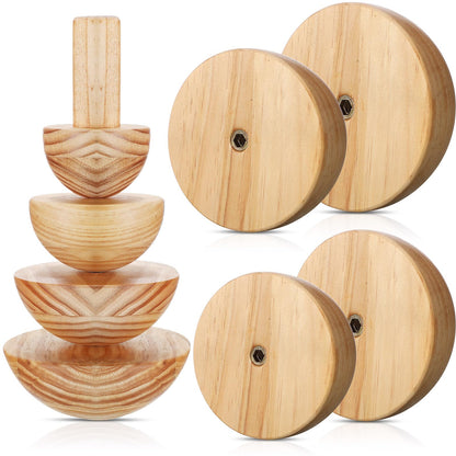 Doublefill 4 Pack Pottery Molds 3.5'' 4.5'' 5.5'' 6.5'' Thickness 2.5'' Plaster Molds Wood Pottery Tools with Handle for Ceramic Top Forms DIY Bowls Plate Dish Slump Press Art Making