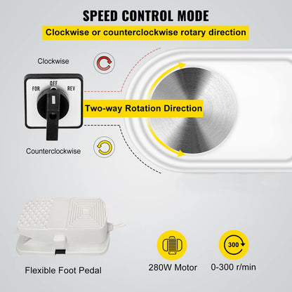 VEVOR 11 inch Pottery Wheel for Adults, 450W Forming Machine with Direct Drive Motor and LCD Touch Screen, 50-300RPM Speed Adjustable Foot Pedal Detachable Basin, for Art Craft Work Home DIY, White