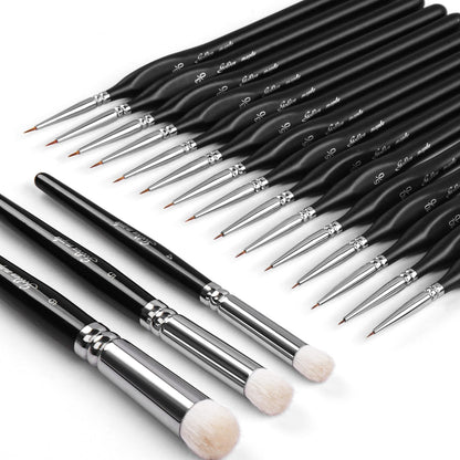 Golden Maple Miniature Paint Brushes Drybrush-18PCS Micro Detail Paint Brush Set, Small Fine Detail Model Brushes for Acrylics, Watercolors & Paint by Number, Figurine - Cocoa Brown