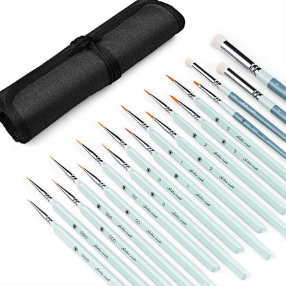 Golden Maple Miniature Paint Brushes Drybrush-18PCS Micro Detail Paint Brush Set, Small Fine Detail Model Brushes for Acrylics, Watercolors & Paint by Number, Figurine - Cocoa Brown