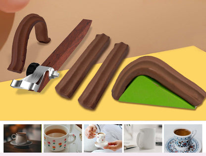 GEOCCI Pottery Handle Making Tool Sculpture Scraper Pottery Carving Tool Pottery Cup Handle Shape Tool for Tea Cup Mug Utensil Vase Handle Clay Cutters (5 PCS)