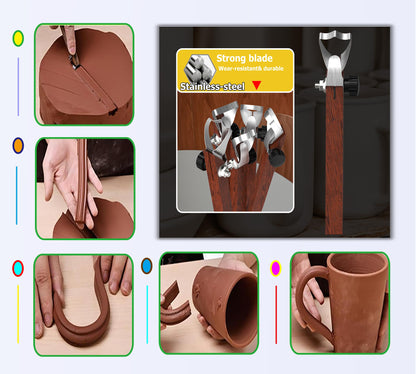 GEOCCI Pottery Handle Making Tool Sculpture Scraper Pottery Carving Tool Pottery Cup Handle Shape Tool for Tea Cup Mug Utensil Vase Handle Clay Cutters (5 PCS)