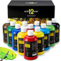 Magicfly Bulk Acrylic Paint 280ml, 14 Rich Pigment Colors 9.47oz Bottle Set, Painting Supplies Craft Paints for Artists or Beginners on Canvas Wood Clay Fabric Ceramic