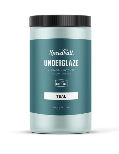 Speedball Underglaze, Teal, 16 oz, Made in USA, Lead-Free Color for Pottery and Ceramics, Wide Firing Range Cone 05-10, Food Safe
