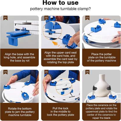 Adjustable Pottery Machine Machine Turntable Clamp and Ceramic Art Repair Ceramic Trimming Tool Sculpting Repair, Teaching Suitable for Beginners and Professionals