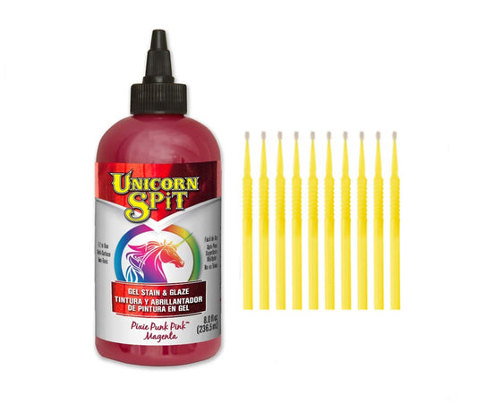 Unicorn SPiT Gel Stain and Glaze 20 Complete Collection: Sparkling and Original Colors with 10 TreBBies Fine Detail Sticks, 4 oz and 8 oz (Complete Collection, 4 oz)