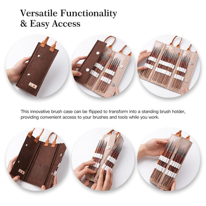 Golden Maple Miniature Paint Brushes Drybrush-18PCS Micro Detail Paint Brush Set, Small Fine Detail Model Brushes for Acrylics, Watercolors & Paint by Number, Figurine - Cocoa Brown