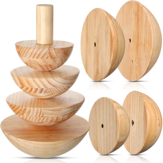Doublefill 4 Pack Pottery Molds 3.5'' 4.5'' 5.5'' 6.5'' Thickness 2.5'' Plaster Molds Wood Pottery Tools with Handle for Ceramic Top Forms DIY Bowls Plate Dish Slump Press Art Making