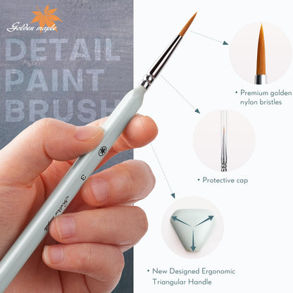 Golden Maple Miniature Paint Brushes Drybrush-18PCS Micro Detail Paint Brush Set, Small Fine Detail Model Brushes for Acrylics, Watercolors & Paint by Number, Figurine - Cocoa Brown