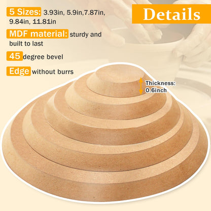 GeryVtee Ceramics Plate Forming Molds 6 Pcs Pottery Molds for Clay Handbuliding Plates Slump Mold for Pottery 6 Shapes Wooden Pottery Tools and Supplies (Mix)