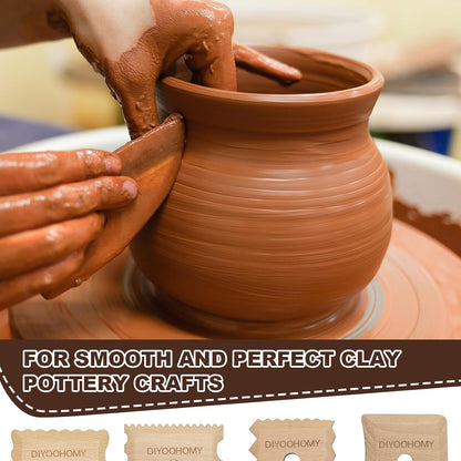 DIYOOHOMY 7 Pcs Pottery Ribs Foot Shaper Trimming Tools Clay Texture Ribs Mud Throwing Clay Ceramic Pottery Smoothing Shapes Sculpting Carving Wooden DIY Supplies