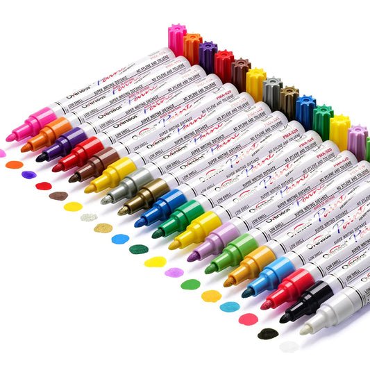 TFIVE Paint Pens Paint Markers on Almost Anything Never Fade Quick Dry and Permanent, Oil-Based Waterproof Marker Pen Set for Rocks Painting, Wood, Fabric, Plastic, Canvas, Glass, Mugs, DIY Craft
