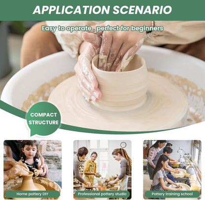 Huanyu Pottery Wheel Machine 25 cm/10" with Foot Pedal, Electric Ceramic Forming Machine with Detachable Basin DIY Art Clay Potter's Wheel for Beginners Adults at Home Pottery