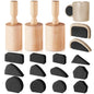 Juexica 3 Pcs Cup Pottery Molds 3.1'', 3.4'', 3.7'' Plaster Molds with 12 Pcs Mug Handle Forms Pottery Shaping Tool Wood Slump Press Mold 3 Sizes Clay Molds for DIY Pottery Cup Mug Art Making