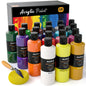 Nicpro 14 Colors Large Bulk Acrylic Paint Set (16.9 oz,500 ml) Rich Art Painting Supplies, Non Toxic for Multi Surface Canvas Wood Leather Fabric Stone Craft, for Kid & Adult with Color Wheel