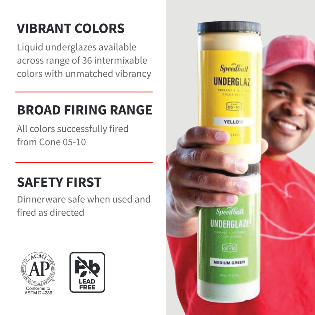 Speedball Underglaze, Teal, 16 oz, Made in USA, Lead-Free Color for Pottery and Ceramics, Wide Firing Range Cone 05-10, Food Safe