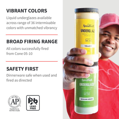 Speedball Underglaze, Teal, 16 oz, Made in USA, Lead-Free Color for Pottery and Ceramics, Wide Firing Range Cone 05-10, Food Safe