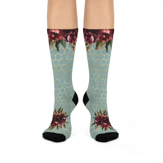 Cushioned Crew Socks-Floral Romance