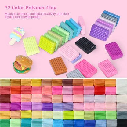 Polymer Clay 50 Colors, Modeling Clay for Kids DIY Starter Kits, Oven Baked Model Clay, Non-Sticky Molding Clay with Sculpting Tools, Gift for Children and Artists (50 Colors A)