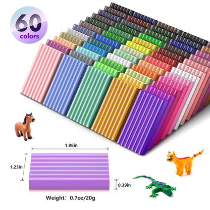 Polymer Clay 50 Colors, Modeling Clay for Kids DIY Starter Kits, Oven Baked Model Clay, Non-Sticky Molding Clay with Sculpting Tools, Gift for Children and Artists (50 Colors A)
