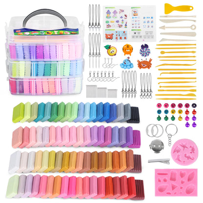 Polymer Clay 50 Colors, Modeling Clay for Kids DIY Starter Kits, Oven Baked Model Clay, Non-Sticky Molding Clay with Sculpting Tools, Gift for Children and Artists (50 Colors A)