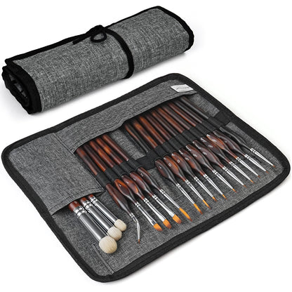 Golden Maple Miniature Paint Brushes Drybrush-18PCS Micro Detail Paint Brush Set, Small Fine Detail Model Brushes for Acrylics, Watercolors & Paint by Number, Figurine - Cocoa Brown