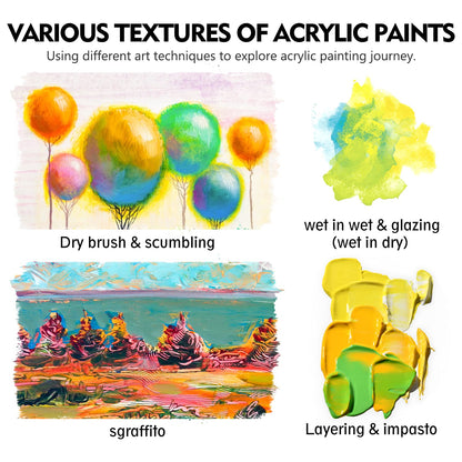 Magicfly Bulk Acrylic Paint 280ml, 14 Rich Pigment Colors 9.47oz Bottle Set, Painting Supplies Craft Paints for Artists or Beginners on Canvas Wood Clay Fabric Ceramic