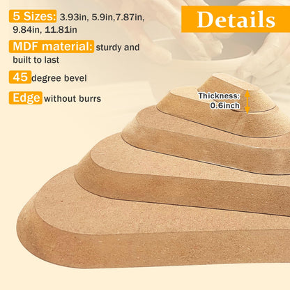 GeryVtee Ceramics Plate Forming Molds 6 Pcs Pottery Molds for Clay Handbuliding Plates Slump Mold for Pottery 6 Shapes Wooden Pottery Tools and Supplies (Mix)