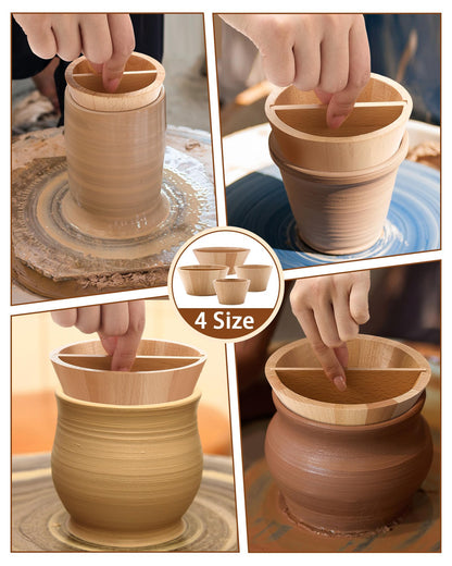 Colingmill 4 Pcs Rim Cone Shaper for Pottery and Ceramic Wooden Tools 4 Size Shaping Cone Trimming Tools for Sculpting Fixing Smoother Rounded Rim Pottery Artists and Hobbyists Supplies(Xs, S, M, L)