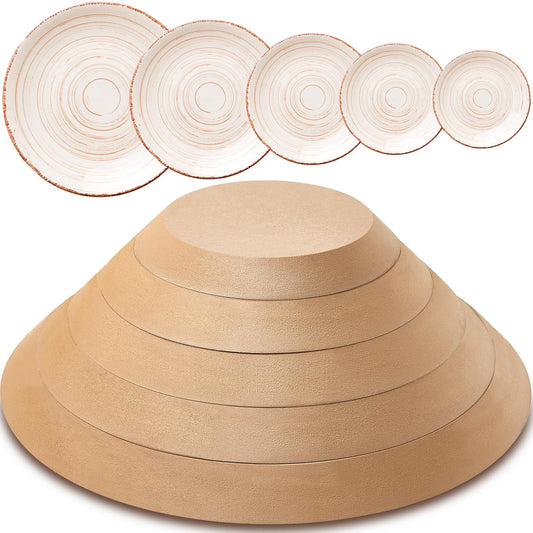 Sunnychicc 5 Pcs Ceramic Mold for Clay Wooden Pottery Clay Molds for Pottery Ceramic Plate for Slump Tools for Handbuilding Craft(Round,6.14-10.87")