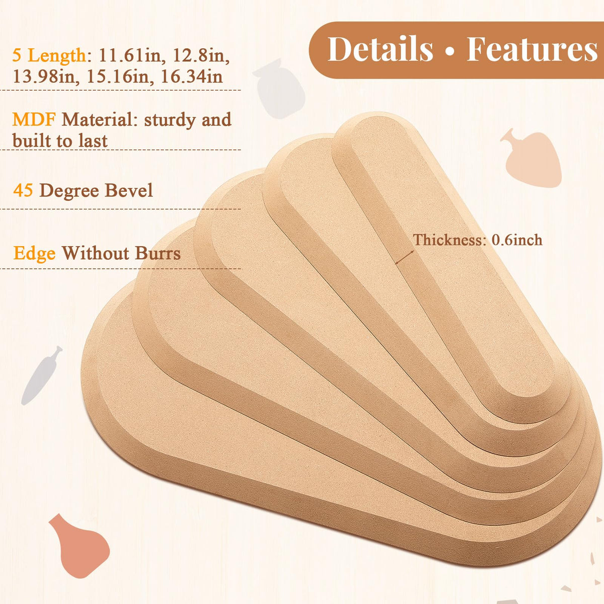 Sunnychicc 5 Pcs Ceramic Mold for Clay Wooden Pottery Clay Molds for Pottery Ceramic Plate for Slump Tools for Handbuilding Craft(Round,6.14-10.87")