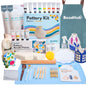 Pottery Kit for Beginners, 4.4Lbs Air Dry Clay for Adults with Sculpting Tools, Paint, Glaze, Air-Dry Modeling Clay Molding, Sculpt & Painting Set, Hobby Date Night DIY Art Craft Kits (White)