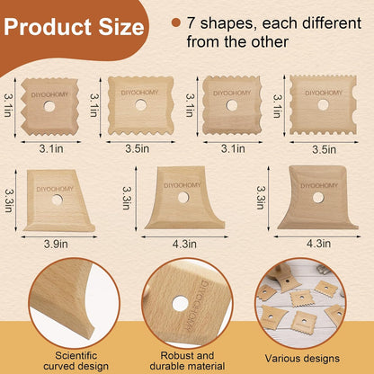 DIYOOHOMY 7 Pcs Pottery Ribs Foot Shaper Trimming Tools Clay Texture Ribs Mud Throwing Clay Ceramic Pottery Smoothing Shapes Sculpting Carving Wooden DIY Supplies