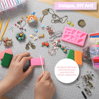 Polymer Clay 50 Colors, Modeling Clay for Kids DIY Starter Kits, Oven Baked Model Clay, Non-Sticky Molding Clay with Sculpting Tools, Gift for Children and Artists (50 Colors A)