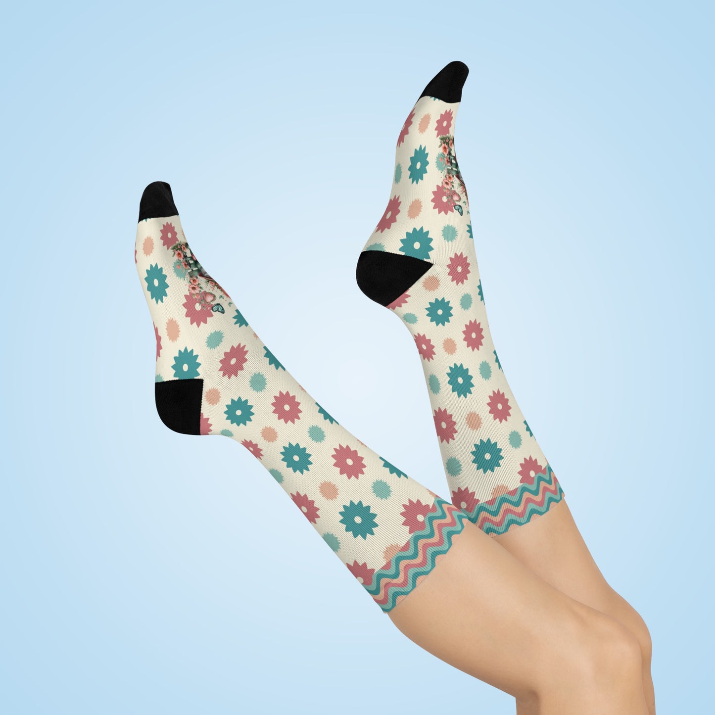 Cushioned Crew Socks-Flower Power