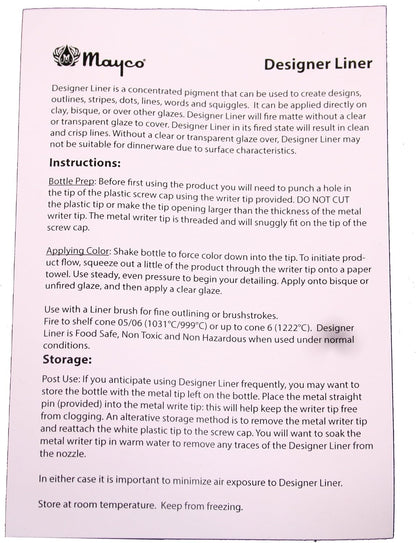 Creative Hobbies Mayco Designer Liner Ceramic Glaze Writers - 1.25 Ounce Each, Kit of All 10 Colors Plus Free Instructional Booklet