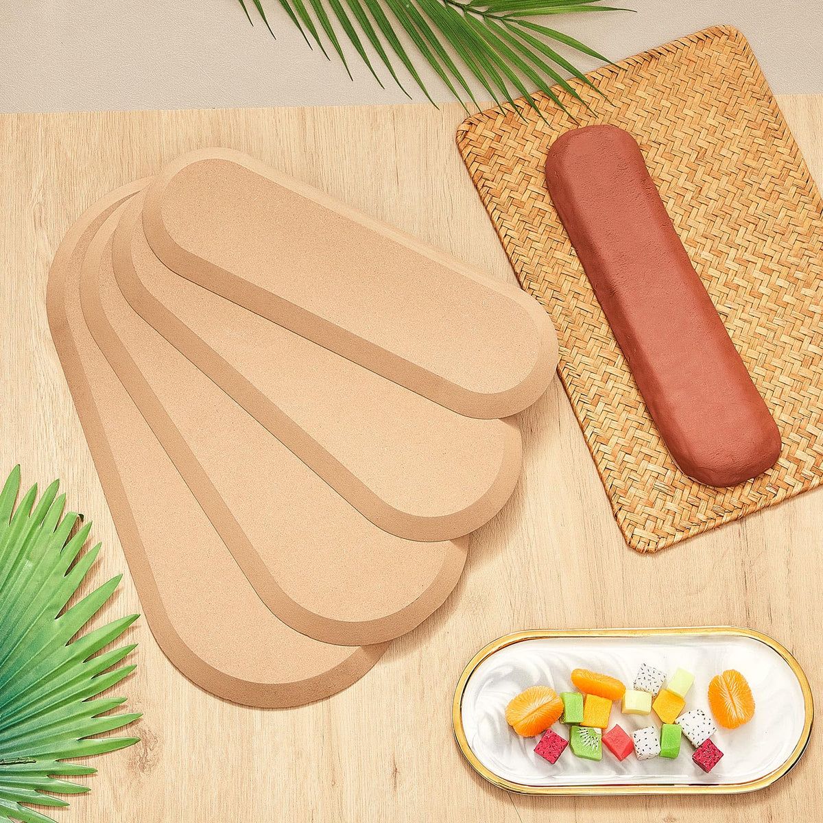 Sunnychicc 5 Pcs Ceramic Mold for Clay Wooden Pottery Clay Molds for Pottery Ceramic Plate for Slump Tools for Handbuilding Craft(Round,6.14-10.87")