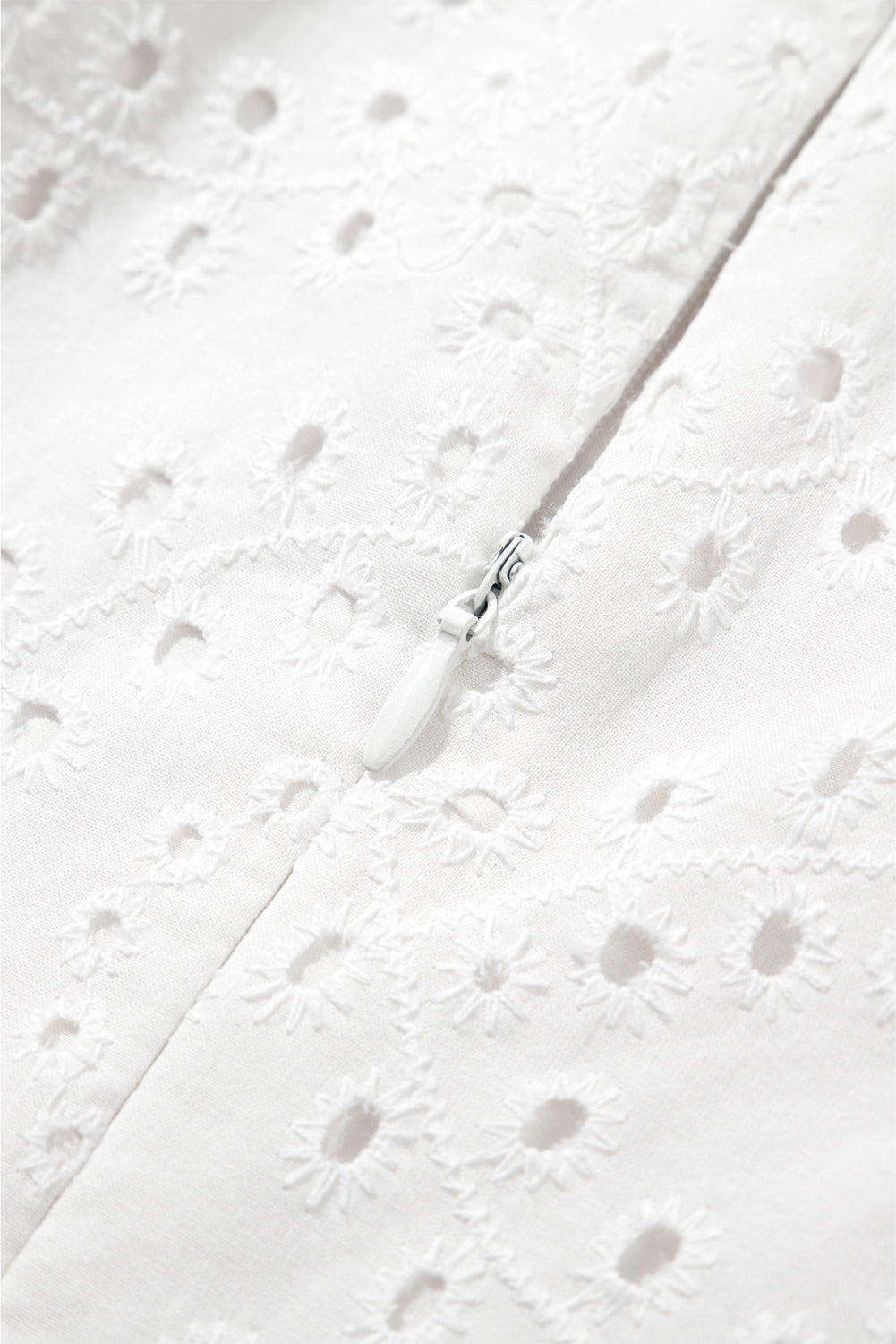 White Floral Eyelet Embroidered Sleeveless Shift Dress