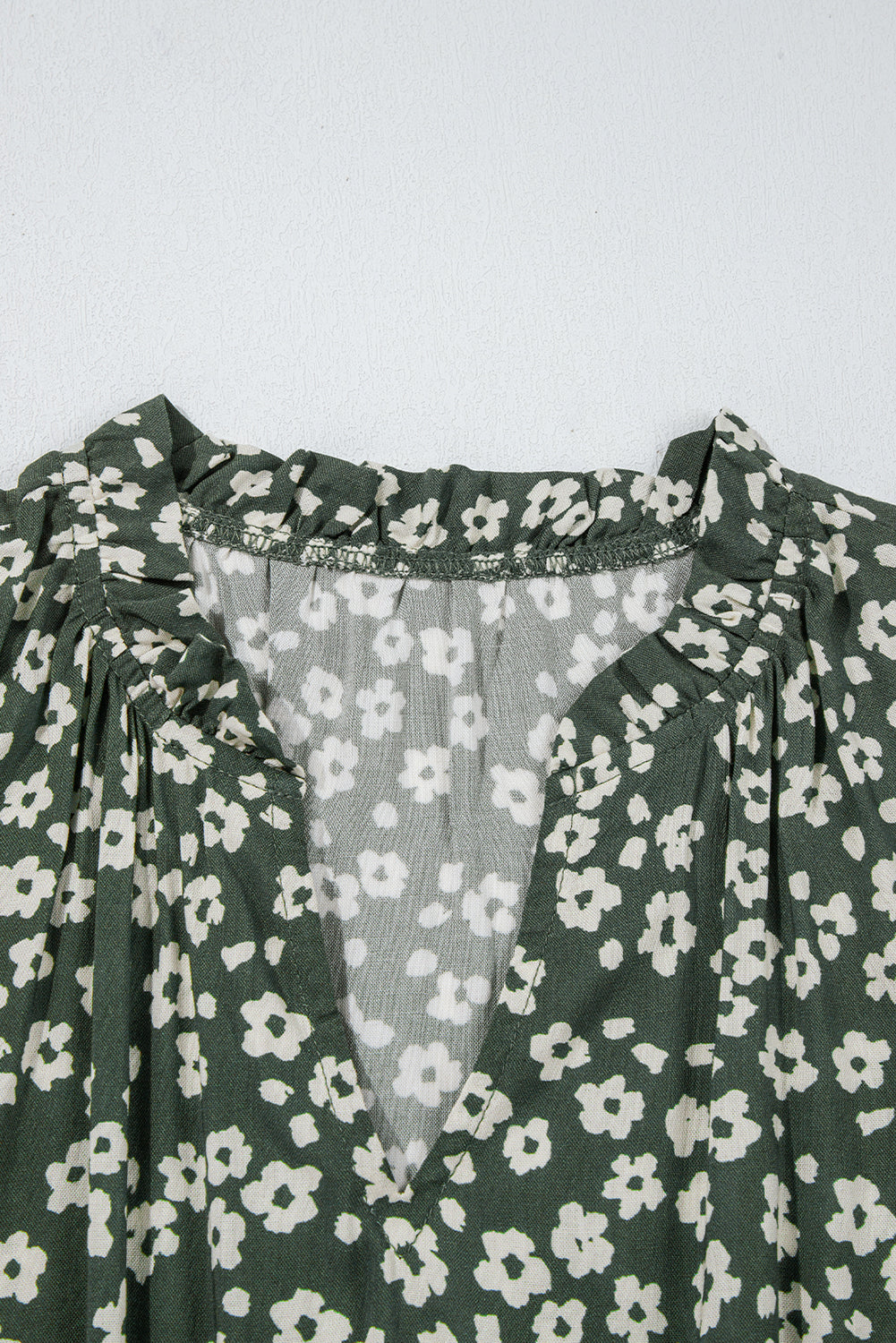 Green Boho Floral Print V Neck Tunic Sleeveless Dress