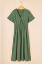 Four Leaf Clover Surplice Neckline Shirred High Waist Plus Size Maxi Dress