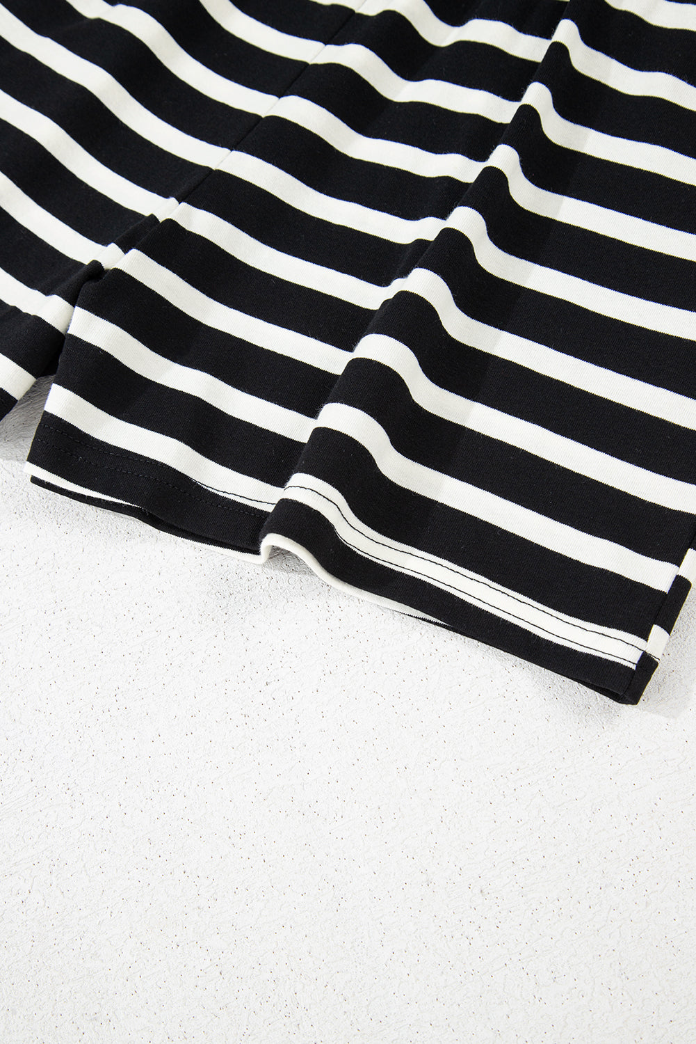 Black White Striped Short Sleeve Top and Shorts Set