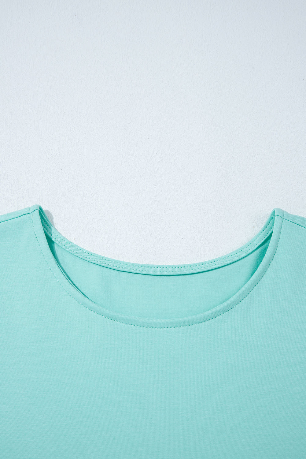 Mint Green Frilled Trim Crew Neck Loose Fit Mini Dress