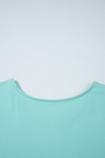 Mint Green Frilled Trim Crew Neck Loose Fit Mini Dress