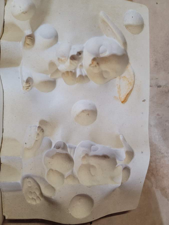 Yozie · 369 · Bunnies boy and girl · Ceramic Mold — Casting cavity